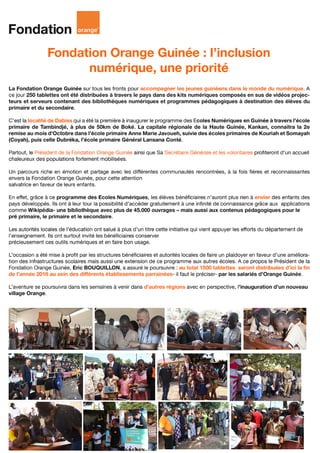 Fondation Orange Guinée: l'inclusion numérique, une priorité