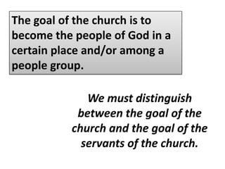 46 Every day they continued to meet together in the temple courts. They broke bread in their homes and ate together with glad and sincere hearts, 47 praising God and enjoying the favor of all the people. And the Lord added to their number daily those who were being saved. (Acts 2:46-47)Biblical fellowship is the essence of what it means to be the church.This is the goal of discipleship.