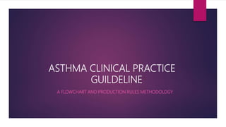 ASTHMA CLINICAL PRACTICE
GUILDELINE
A FLOWCHART AND PRODUCTION RULES METHODOLOGY
 