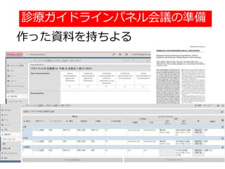 診療ガイドラインパネル会議の準備
作った資料を持ちよる
 
