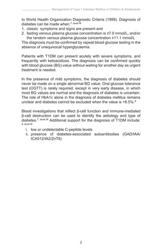 Cpg management of type 1 diabetes mellitus in children & adolescents | PDF