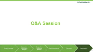 Q&A Session
Project Overview
Competitive
Quantitative
Analysis
Competitive
Qualitative
Analysis
Recommendations Conclusion Q&A Session
30
 