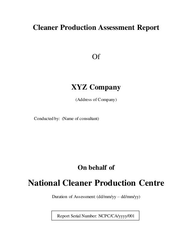 report cover page