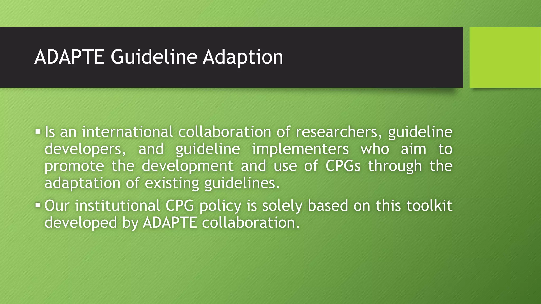 CPG ADAPTATION METHODOLOGY | PPTX