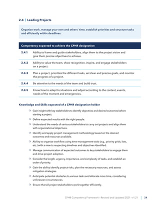 CPHR Competency Framework—Revised and Updated 2021—v1.21 | 34
2.4 | Leading Projects
Organize work, manage your own and ot...