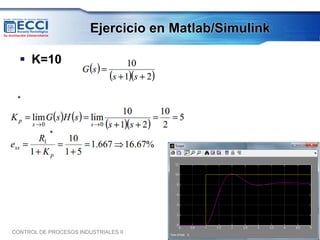 Ejercicio en Matlab/Simulink

   K=10


 *



           *




CONTROL DE PROCESOS INDUSTRIALES II                AGOSTO DE 2012
 