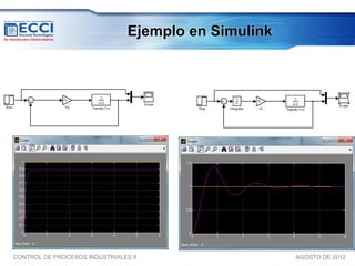 Ejemplo en Simulink




CONTROL DE PROCESOS INDUSTRIALES II                   AGOSTO DE 2012
 