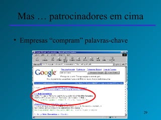 Mas … patrocinadores em cima Empresas “compram” palavras-chave 