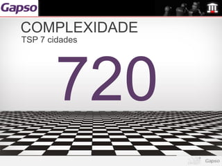 COMPLEXIDADE
TSP 7 cidades




       720
 