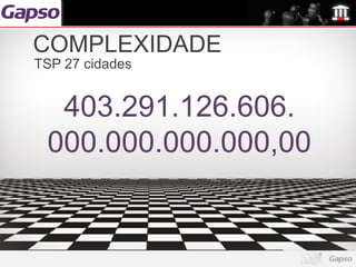 COMPLEXIDADE
TSP 27 cidades


  403.291.126.606.
 000.000.000.000,00
 