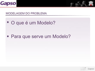 MODELAGEM DO PROBLEMA


  O que é um Modelo?

  Para que serve um Modelo?
 