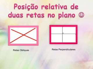 Retas Oblíquas   Retas Perpendículares
 