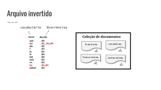 Arquivo invertido
vocabulário Ocorrências
 