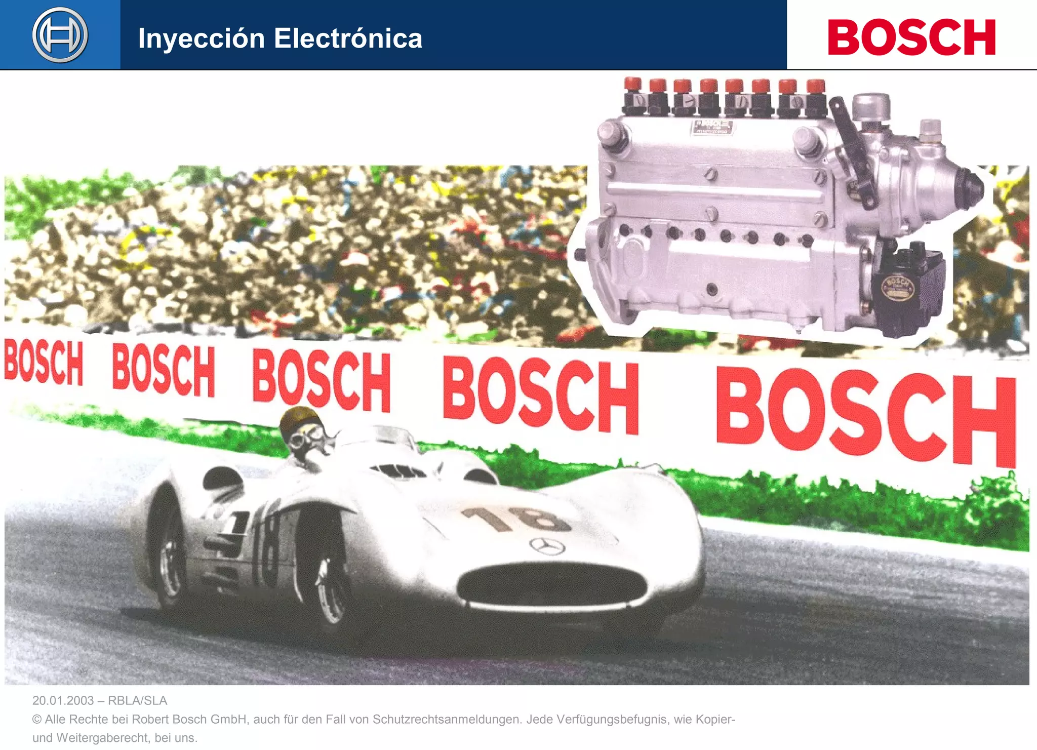 20.01.2003 – RBLA/SLA
© Alle Rechte bei Robert Bosch GmbH, auch für den Fall von Schutzrechtsanmeldungen. Jede Verfügungsbefugnis, wie Kopier-
und Weitergaberecht, bei uns.
Inyección Electrónica
 