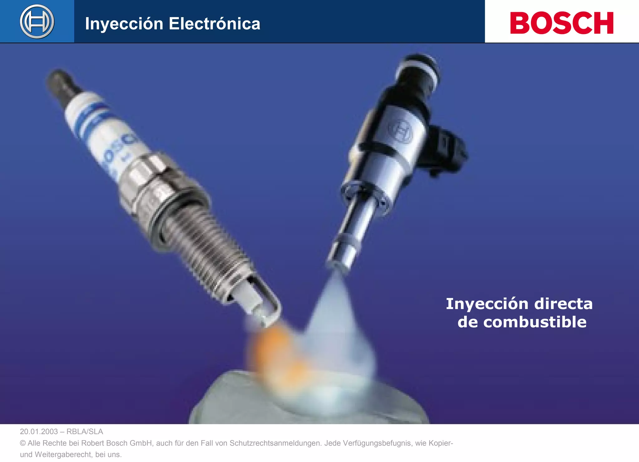 20.01.2003 – RBLA/SLA
© Alle Rechte bei Robert Bosch GmbH, auch für den Fall von Schutzrechtsanmeldungen. Jede Verfügungsbefugnis, wie Kopier-
und Weitergaberecht, bei uns.
Inyección directa
de combustible
Inyección Electrónica
 