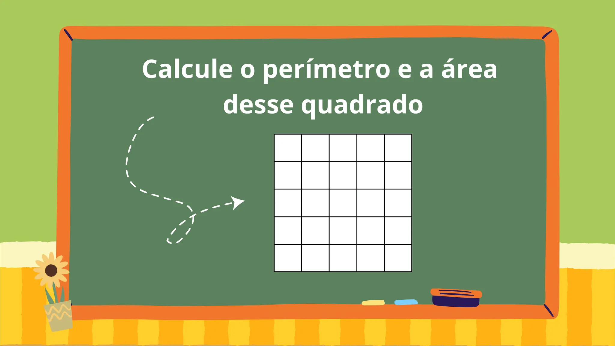 Calcule o perímetro e a área
desse quadrado
 