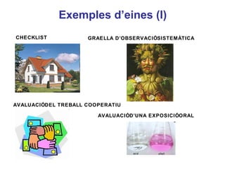 Exemples d’eines (I)
CHECKLIST            GRAELLA D’OBSERVACIÓSISTEMÀTICA




AVALUACIÓDEL TREBALL COOPERATIU
                                               Neus Lorenzo
                        AVALUACIÓD’UNA EXPOSICIÓORAL




                                                  Neus Lorenzo
 