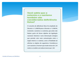 Inclusão de Pessoas com Deficiência 22
 