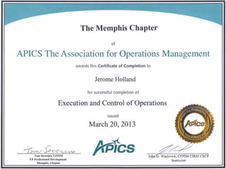 CPIM Execution and Control of Operations Certificate