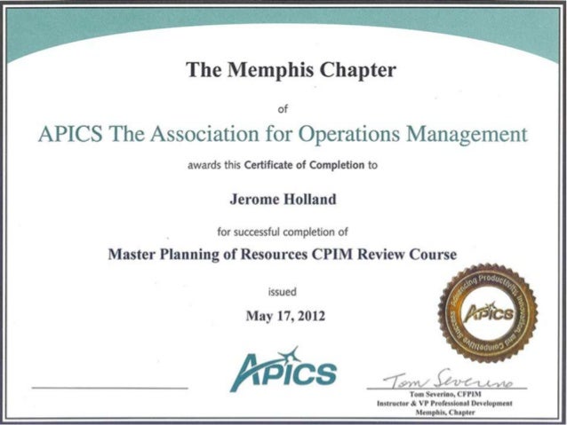 CPIM Master Planning of Resources Certificate