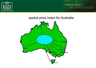 Adelaide
Melbourne
Sydney
Brisbane
Perth
Darwin
Hobart
Canberra
spatial price index for Australia
 