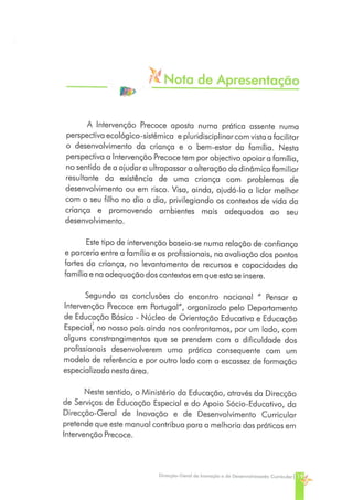 Conceitos e Práticas em Intervenção Precoce