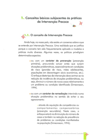 Conceitos e Práticas em Intervenção Precoce