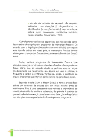 Conceitos e Práticas em Intervenção Precoce