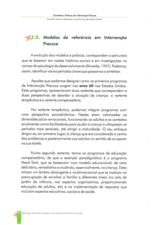 Conceitos e Práticas em Intervenção Precoce