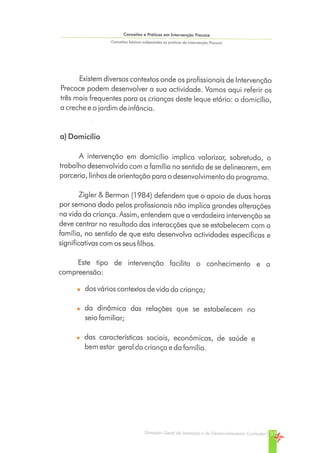 Conceitos e Práticas em Intervenção Precoce