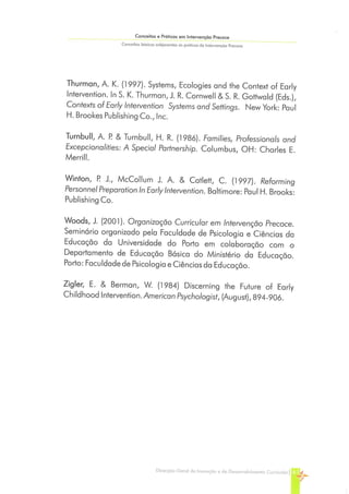 Conceitos e Práticas em Intervenção Precoce