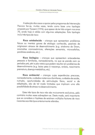 Conceitos e Práticas em Intervenção Precoce