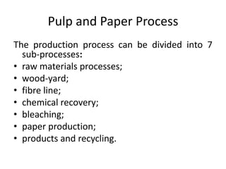 Paper and Pulp Industry | PPTX