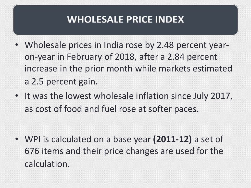 Consumer Price Index and Wholesale Price Index Consumer Price Index and Wholesale Price Index
