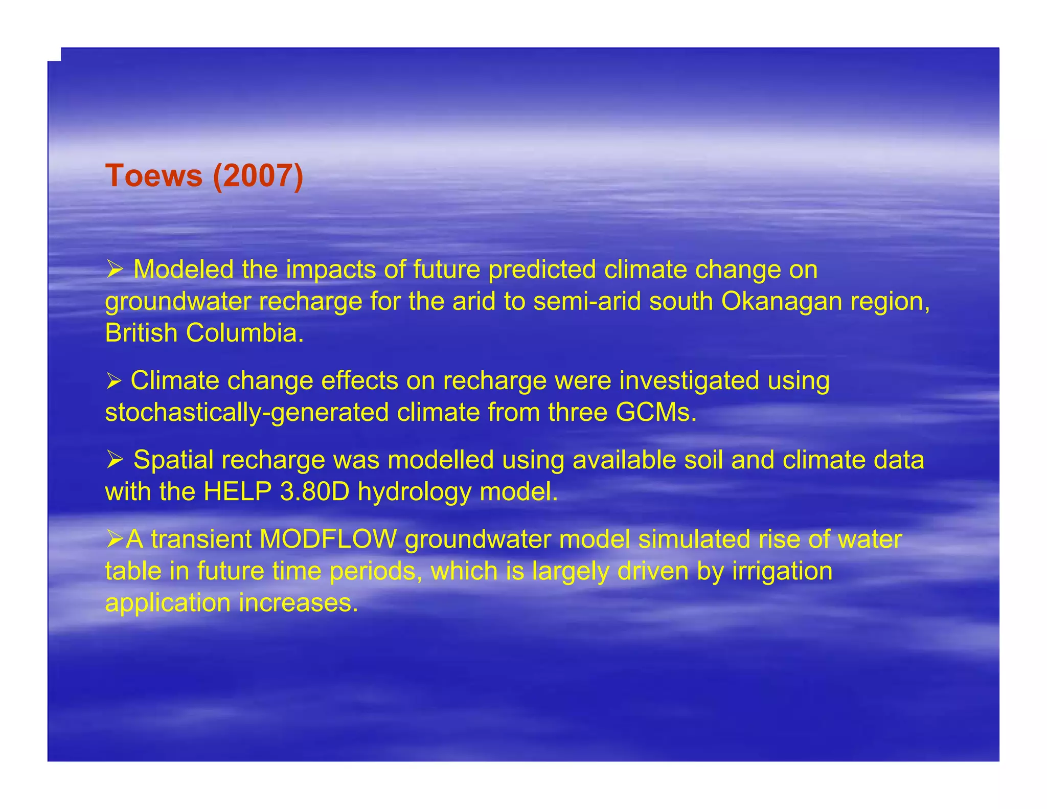 Impact of Climate Change on Groundwater Resources | PDF