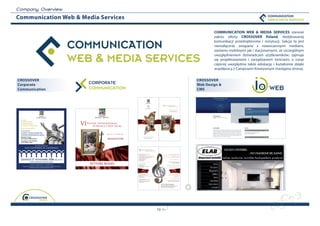 C o m p a n y O v erview
Communication Web & Media Services

                                                                                                                                                                                                                                               COMMUNICATION WEB & MEDIA SERVICES stanowi
                                                                                                                                                                                                                                               zakres oferty CrOSSOver Poland, dedykowanej

                           COMMUNICATION
                                                                                                                                                                                                                                               komunikacji przedsiębiorstw i instytucji. Sekcja ta jest
                                                                                                                                                                                                                                               nierozłącznie związana z nowoczesnymi mediami,
                                                                                                                                                                                                                                               zarówno mobilnymi jak i stacjonarnymi, ze szczególnym

                           WEB & MEDIA SERVICES
                                                                                                                                                                                                                                               uwzględnieniem doświadczeń użytkowników; zajmuje
                                                                                                                                                                                                                                               się projektowaniem i zarządzaniem treściami, a coraz
                                                                                                                                                                                                                                               częściej uwzględnia także edukację i kształcenie dzięki
                                                                                                                                                                                                                                               współpracy z Campusem Kreatywnym (następna strona).


CrOSSOver                                                                                                                                                                                                                              CrOSSOver
Corporate                                                                                                                                                                                                                              Web Design &
Communication                                                                                                                                                                                                                          CMS



                                                                                                                                                                VIFestivaldi Musica e Arte Sacra
                                                                                                                                                                          Internazionale



                                                                                                                                                                                        Concerto inaugurale
                                                                                                                                                                                        con i Wiener Philharmoniker
                                                                                                                                                                                        e il Coro dell’Accademia
                                                                                                                                                                                               Nazionale di Santa Cecilia



                                                                                                                                                                 Roma, 11 ottobre 2007




                             VIFestivalMusica e Arte Sacra
                                    di
                                       Internazionale
                                                                                                                                                                                                                   INVITO




                                               Roma, 10 -13 ottobre 2007
                                                                                              Fondazione Pro Musica e Arte Sacra



                                                BENEFATTORE
                                                                                                       Via Paolo VI, 29 - 00193 Roma
                                                                                                     www.festivalmusicaeartesacra.net




                                                                           VIFestivali Internazionale
                                                                           d           Musica e Arte Sacra


                                                                           Basilica di San Pietro in Vaticano                                                                                 L’Em.mo Cardinale Arciprete
                                                                           10 ottobre 2007, ore 17                                                              della Basilica Papale di San Paolo fuori le Mura
                                                                           Santa Messa dedicata a Sua Santità Benedetto XVI
                                                                           W. Seifen, Missa Solemnis „Tu es Petrus“ per coro, orchestra e organo
                                                                                                                                                                                                    e il Presidente Generale
                                                                           Symphonisches Orchester der Humboldt-Universität zu Berlin                                    della Fondazione Pro Musica e Arte Sacra
                                                                           Humboldts Studentische Philharmonie
                                                                           Humboldts Philharmonischer Chor
                                                                                                                                                                                           sono lieti di invitare la S.V. al
                                                                           Organista Wolfgang Seifen
                                                                           Direttore Constantin Alex
                                                                                                                                                                                       Concerto inaugurale

                                   SETTORE ROSSO
                                                                           Basilica di San Paolo fuori le Mura                                                                                  del VI Festival Internazionale
                                                                           11 ottobre 2007, ore 21                                                                                                       di Musica e Arte Sacra
                                                                           Concerto inaugurale
                                                                           G. Verdi, Messa da Requiem
                                                                                                                                                                                   Basilica di San Paolo fuori le Mura,
                                                                           Wiener Philharmoniker
                                                                           Coro dell’Accademia Nazionale di Santa Cecilia
                                                                                                                                                                                                Piazzale San Paolo 1, Roma
                                                                           Direttore Daniele Gatti                                                                                         Giovedì 11 ottobre 2007 ore 21




                                                                           Basilica di Santa Maria Maggiore                                                                              con i Wiener Philharmoniker
                                                                           12 ottobre 2007, ore 21                                                                                 e il Coro dell’Accademia Nazionale
                                                                           Nova Metamorfosi - Musica Sacra a Milano nel primo Seicento
                                                                                                                                                                                                       di Santa Cecilia
                                                                           Le Poème Harmonique
                                                                           Direttore Vincent Dumestre                                                                                               diretti da Daniele Gatti

                                                                           Basilica di San Giovanni in Laterano                                                   nella Messa da Requiem di Giuseppe Verdi
                                                                           13 ottobre 2007, ore 21
                                                                           Johann Sebastian Bach, Messa in si minore BWV 232                                                     Solisti: Fiorenza Cedolins, Dolora Zajick,
                                                                           The Amsterdam Baroque Orchestra and Choir                                                                  Fabio Sartori e Ferruccio Furlanetto
                                                                           Direttore Ton Koopman

                                                                                                                                                        Si prega di confermare la partecipazione
                                                                                                                                                        entro e non oltre il 1 ottobre al numero 06-688 99 532
                                                                                                                                                        oppure via e-mail dir@promusicaeartesacra.it.
                                                                                                                                                        Si accede all’ingresso riservato in P.le San Paolo, lato destro del portico,
                                                                                                                                                        direttamente con questo invito. La Basilica apre alle ore 20.
                                                                                                                                                        È gradito l’abito scur                           ettato.




                                                                                                                                                   10
 