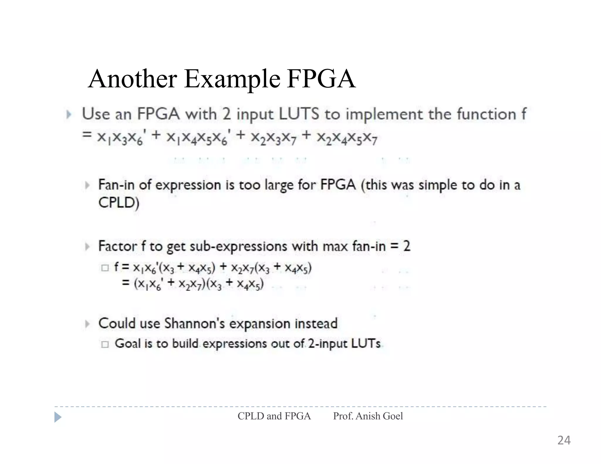 Another Example FPGA
CPLD and FPGA Prof.Anish Goel
24
 