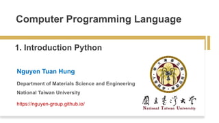 Computer Programming Language - Lecture 1: Introduction Python | PPT