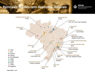 Principais regiões com depósitos minerais
 