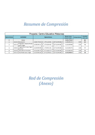 CAP III – RED DE ACTIVIDADES
Resumen de Compresión
Red de Compresión
(Anexo)
 