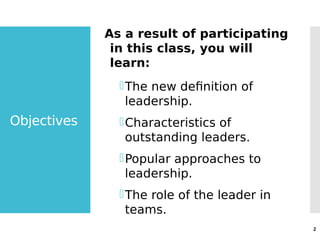 Define Outstanding Comprehensive Leadership Development: Styles, Practices, and Team Roles ...