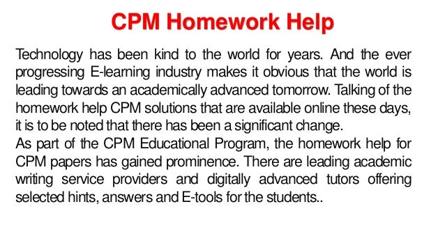 CPM Homework help By My Assignment Help