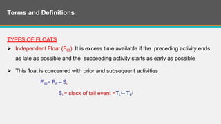 Contingency Float CPM, Network Analysis A-O-A, A-O-N, Resource management | PPTX