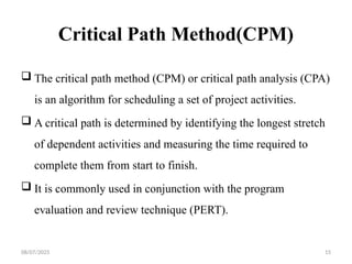 Project Networking CPM PERT MPH(PHSM) 3rd semester | PPTX