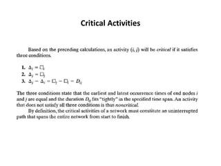 Critical Activities 
 