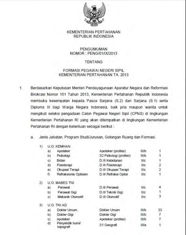 Cpns hankam 2013