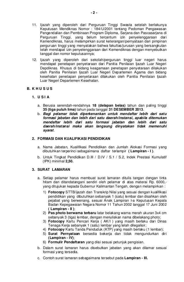 dari berkelakuan baik fakultas surat kalteng Cpns 2013
