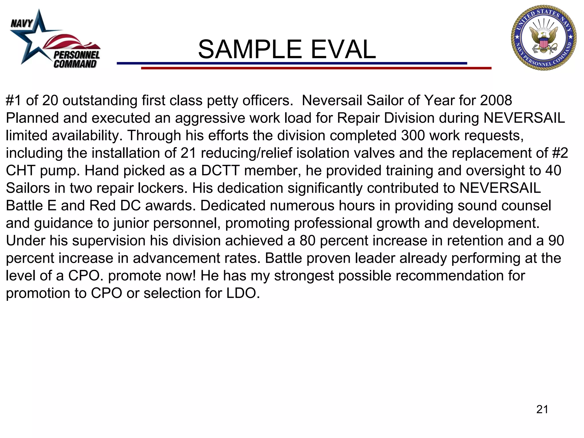 Cpo fitrep observations | PPT