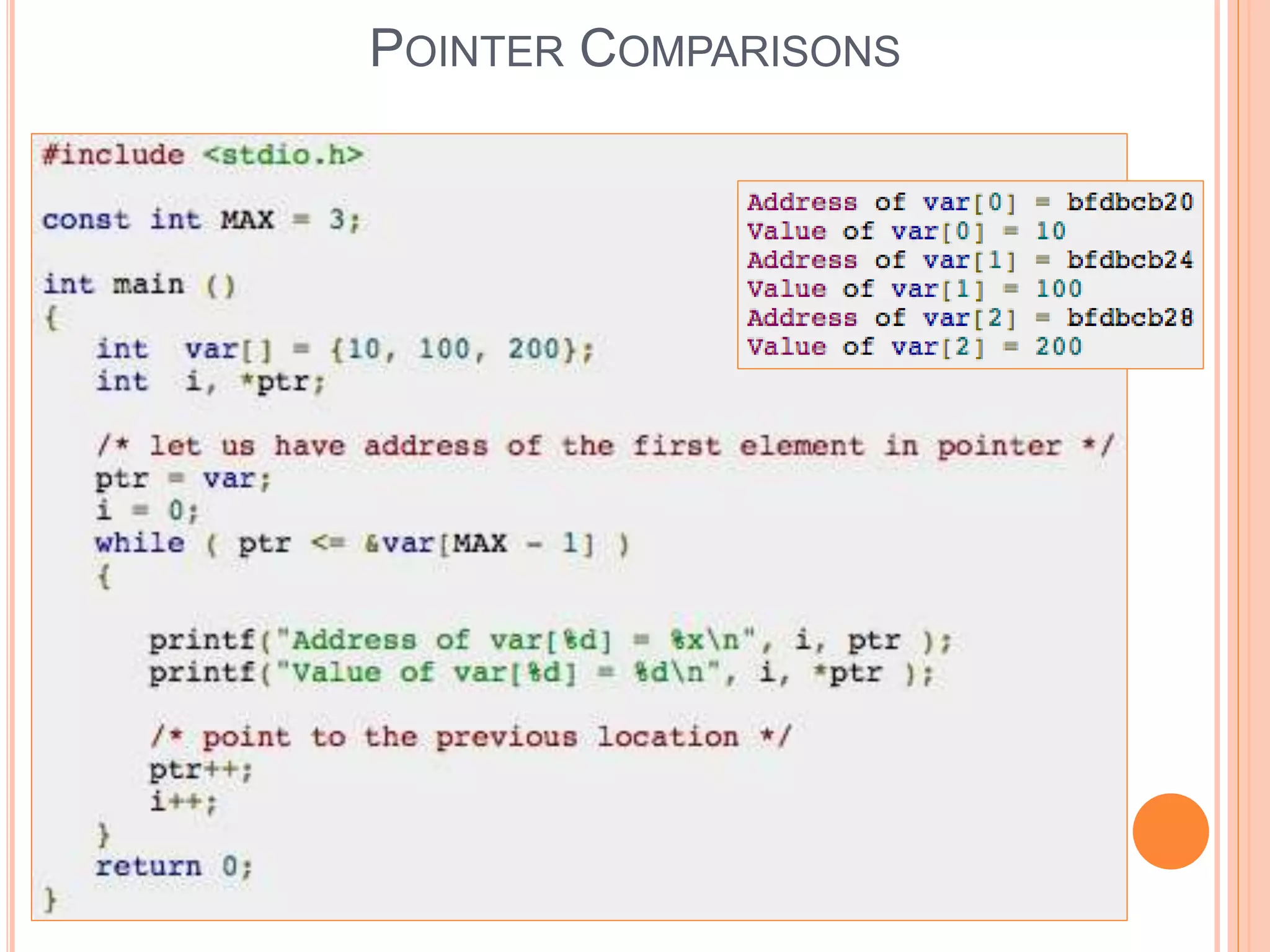 POINTER COMPARISONS
 