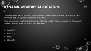 Pointers in C and Dynamic Memory Allocation | PDF